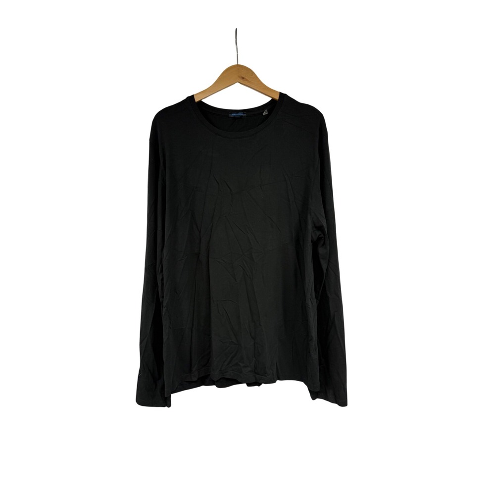 Patrick Assaraf Mens XXL Black Pima Cotton Spandex Long Sleeve Crew Neck T-Shirt